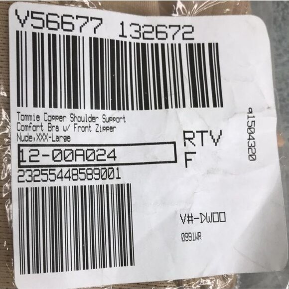 Tommie Copper Shoulder Support Comfort Bra Nude Zipper Front & Pullover 3X New - Picture 3 of 6